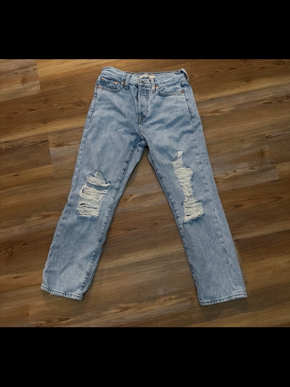 Levi's Light Blue Distressed Straight Leg Jeans